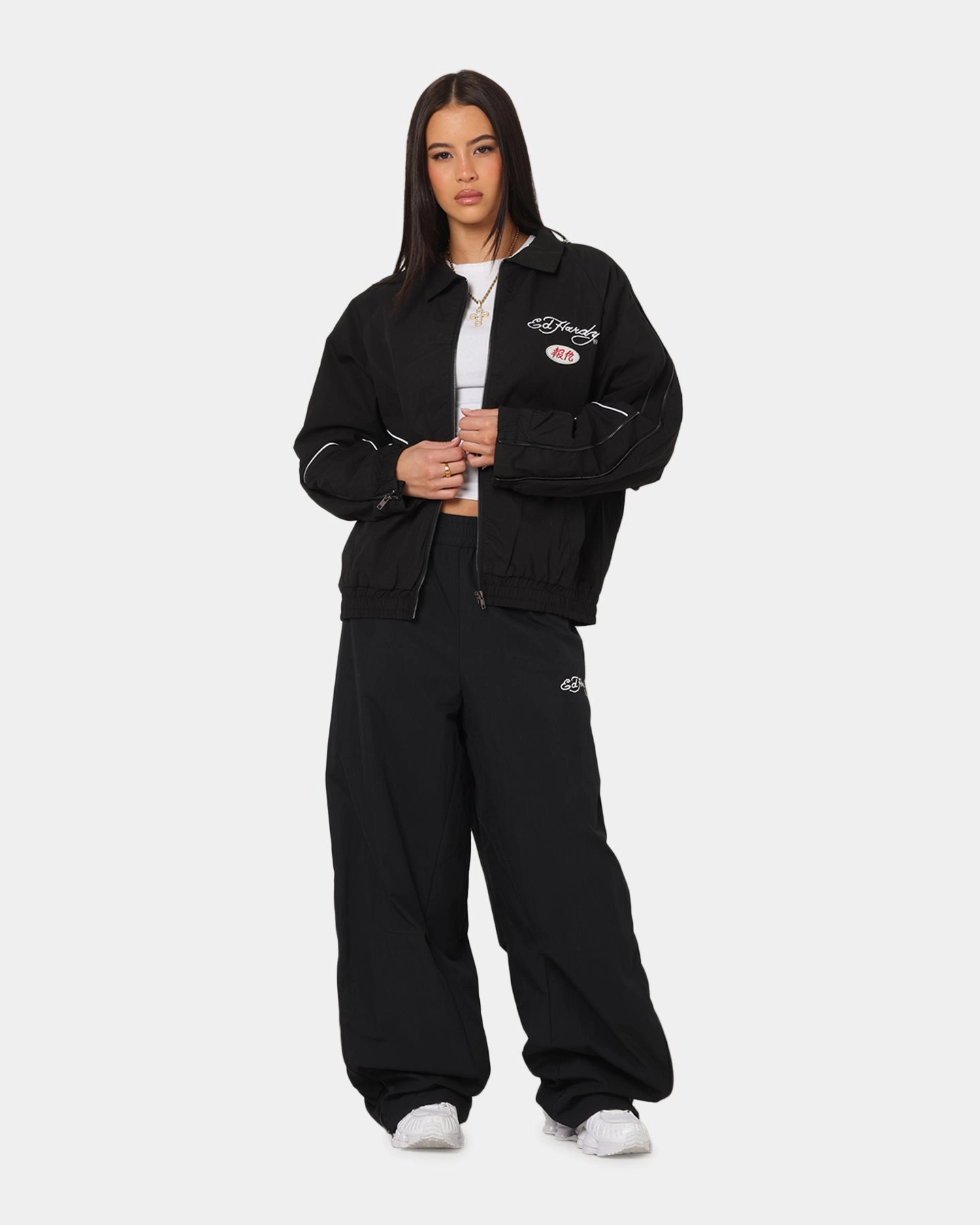 Foundation Ed Hardy Zip Track Jacket Black