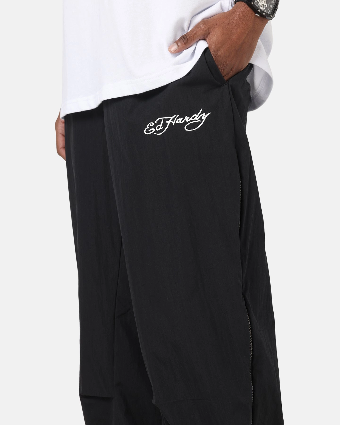 TouchscreenCompatiblePockets Ed Hardy Zip Track Pants Black