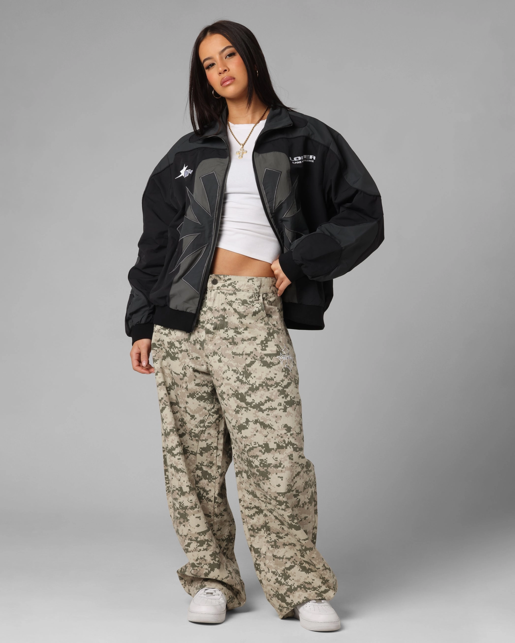 Loiter Club Classic Track Jacket Black Mindfulness Breathable