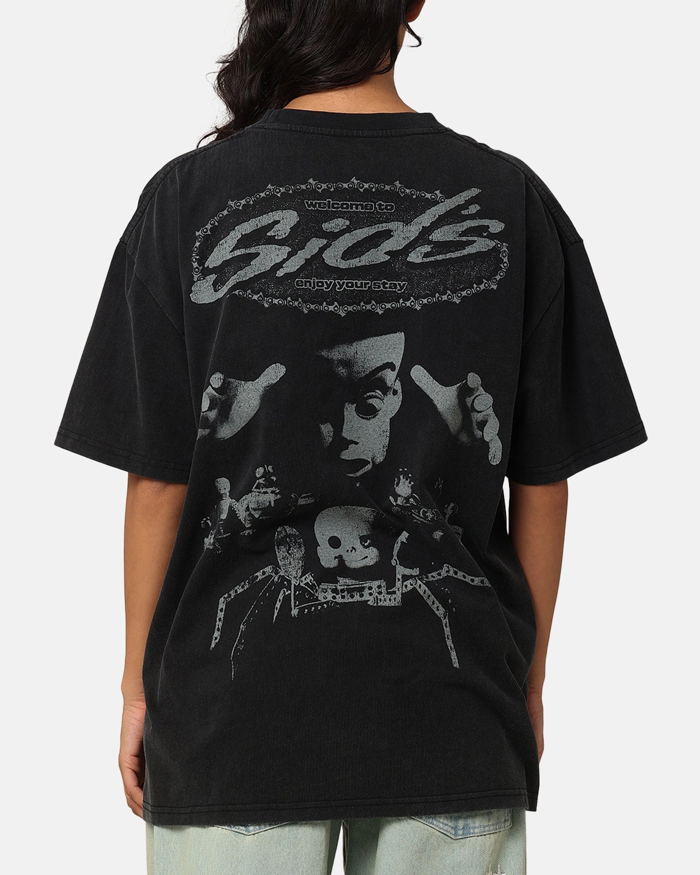 Vintage American Thrift Disney Pixar Sid Heavy T-Shirt Vintage Black Casual Touch