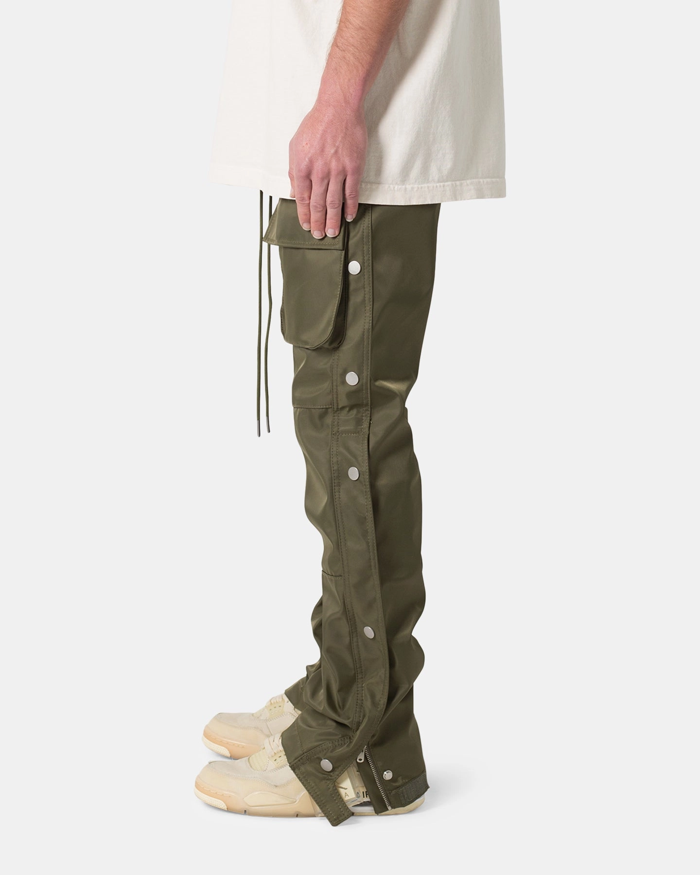 MNML Snap Front Cargo Pants Olive No Ride Up