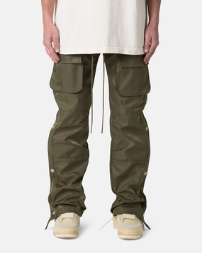 Stretchy Waist Smart Layering MNML Snap Front Cargo Pants Olive