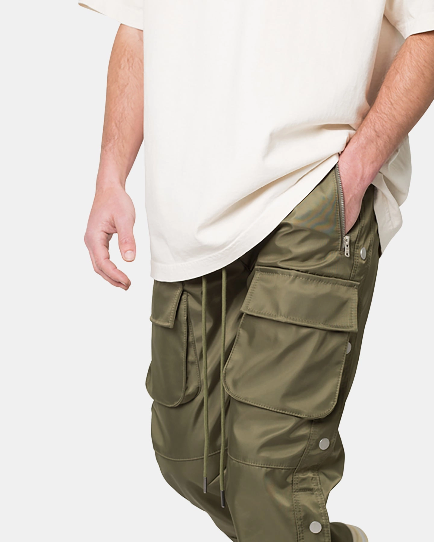 MNML Snap Front Cargo Pants Olive Easy Care