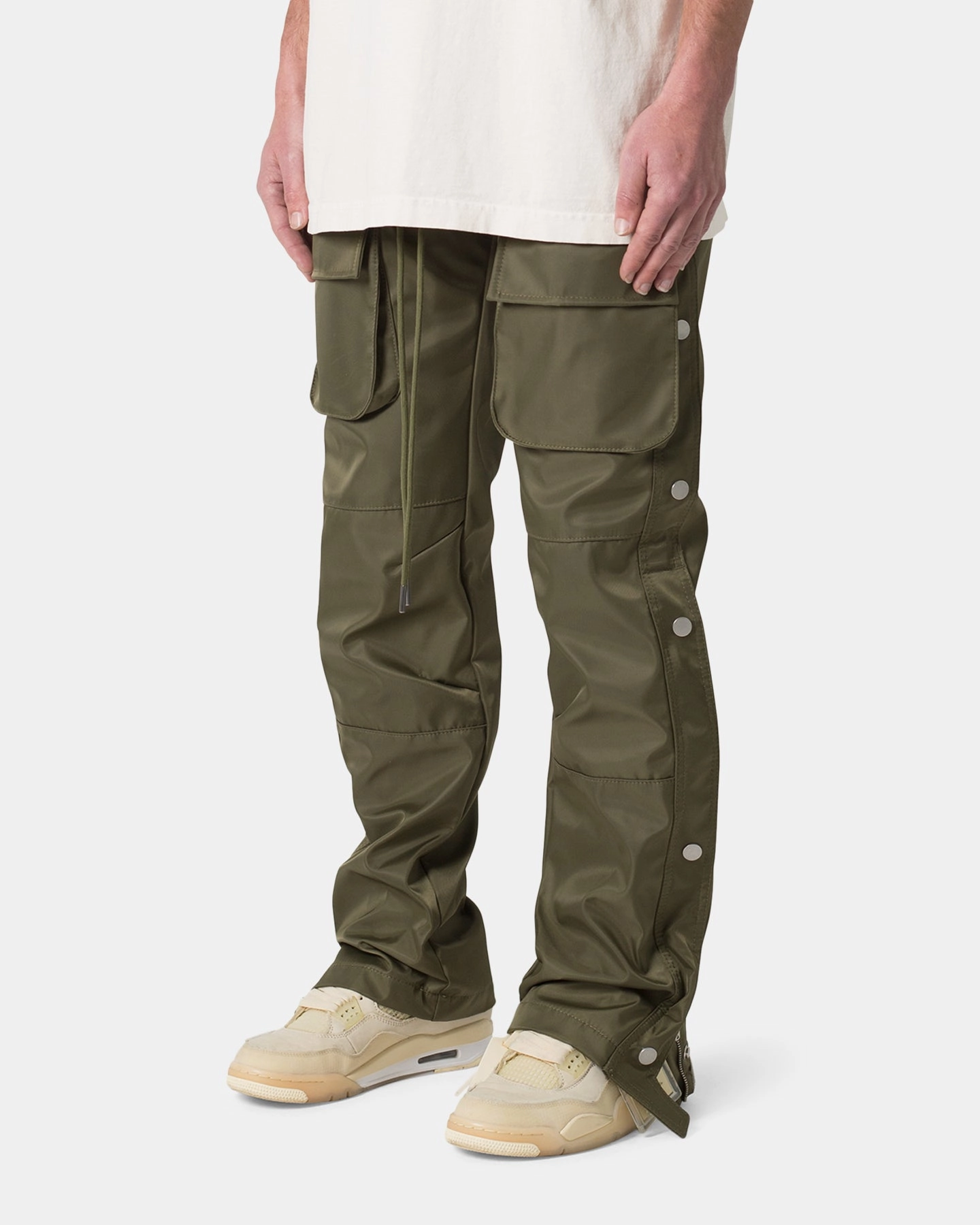 Durable Weave Breathable Lining MNML Snap Front Cargo Pants Olive