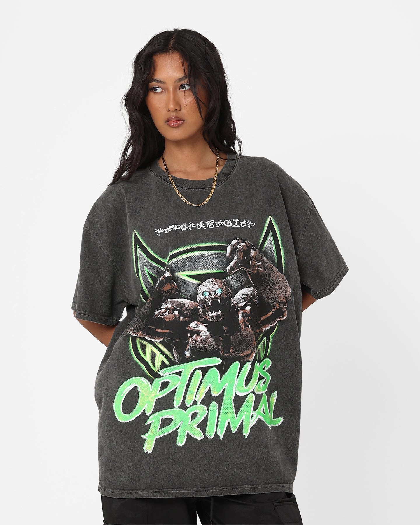 Goat Crew X Transformers Optimus Primal Heavyweight Vintage T-Shirt Black Wash UV Protection Modern Fashion