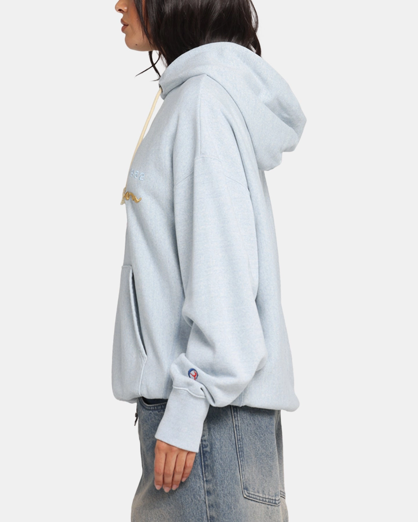 Champion Vintage Logo Sweatshirt Hoodie Oxford Grey Heather Trendy Outfit Work From Home