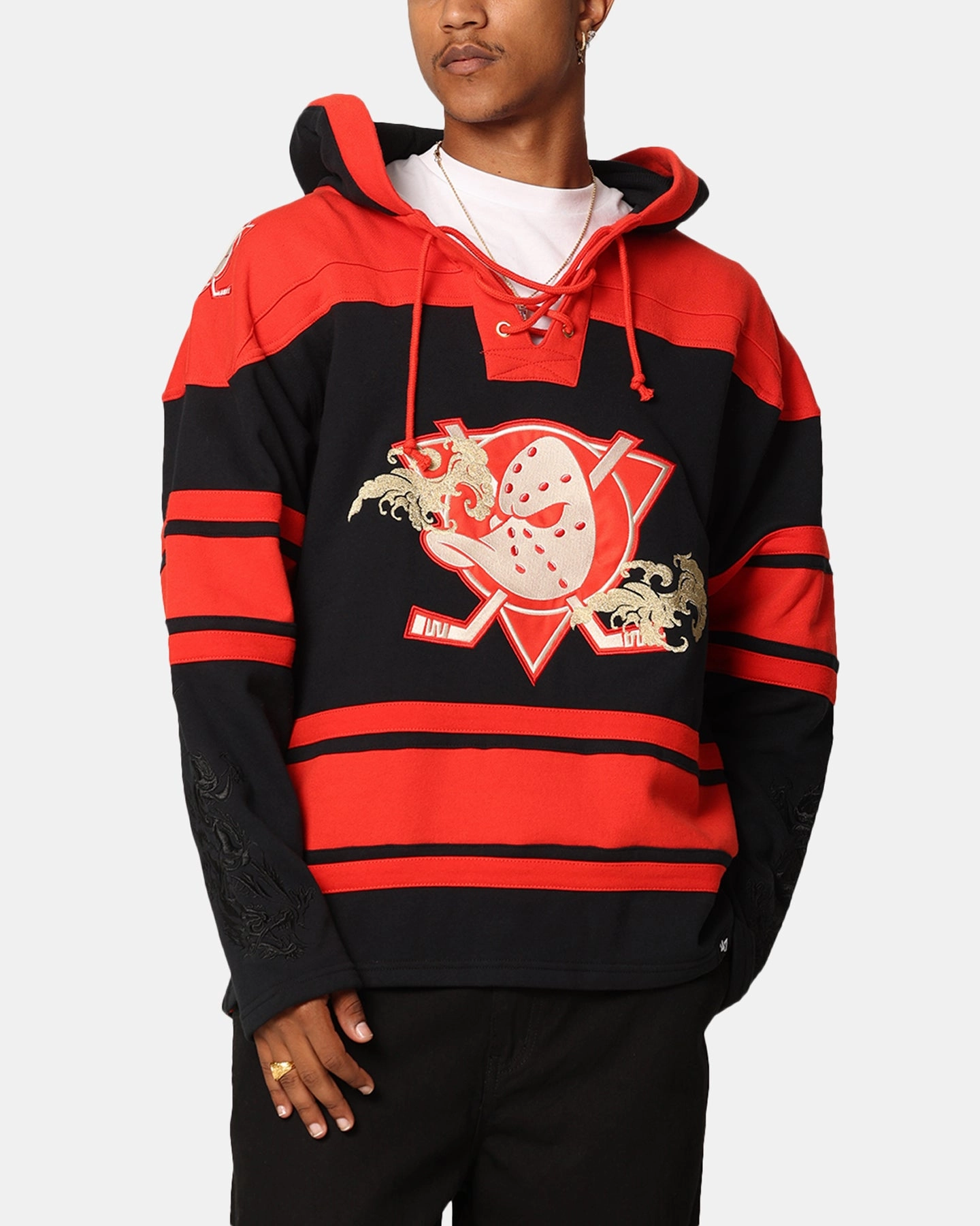 47 Brand Anaheim Ducks 'Year Of The Dragon' Lacer Hoodie Jet Black hunting multiple pockets