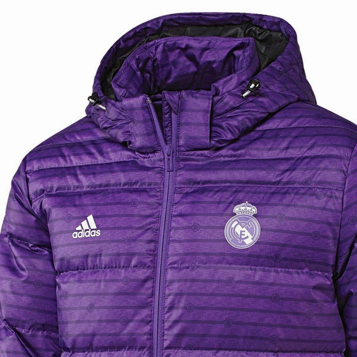 Layers for warmth Real Madrid soccer purple training bench padded jacket 2016/17 - Adidas