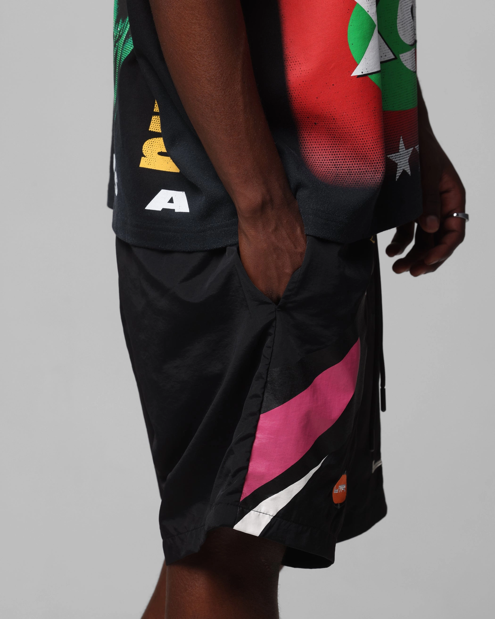 Loiter Motorway Walk Shorts Black embroidery details