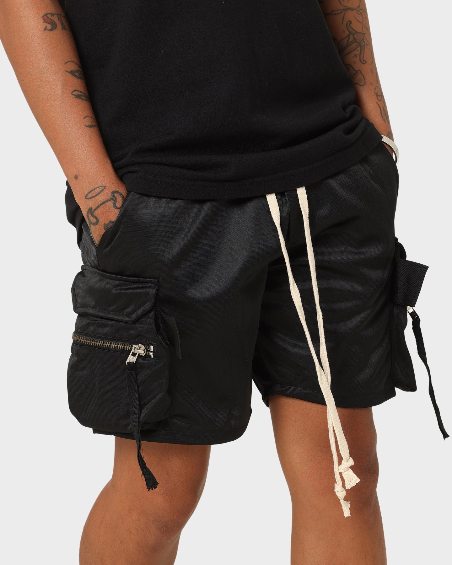 Abrasion Dispersing Weave MNML Tactical Cargo Shorts Black