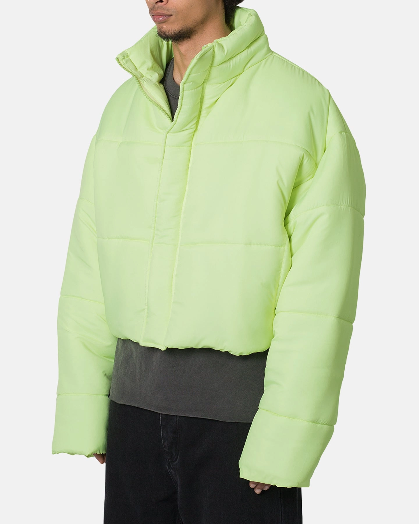 MNML Cropped Puffer II Jacket Green Create Packable Construction