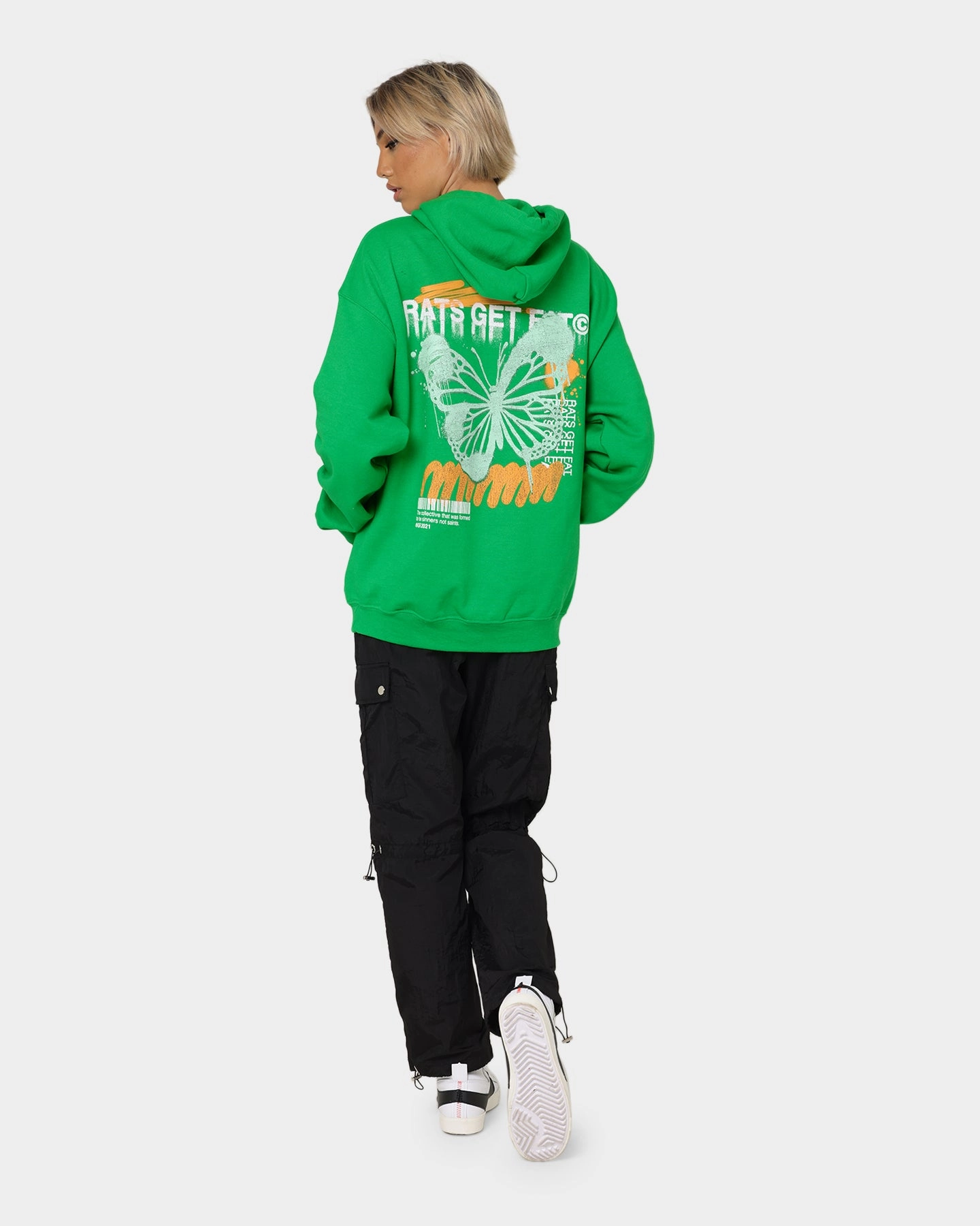 Beach Wear Bobcat like Rats Get Fat Spray Butterfly Hoodie Green