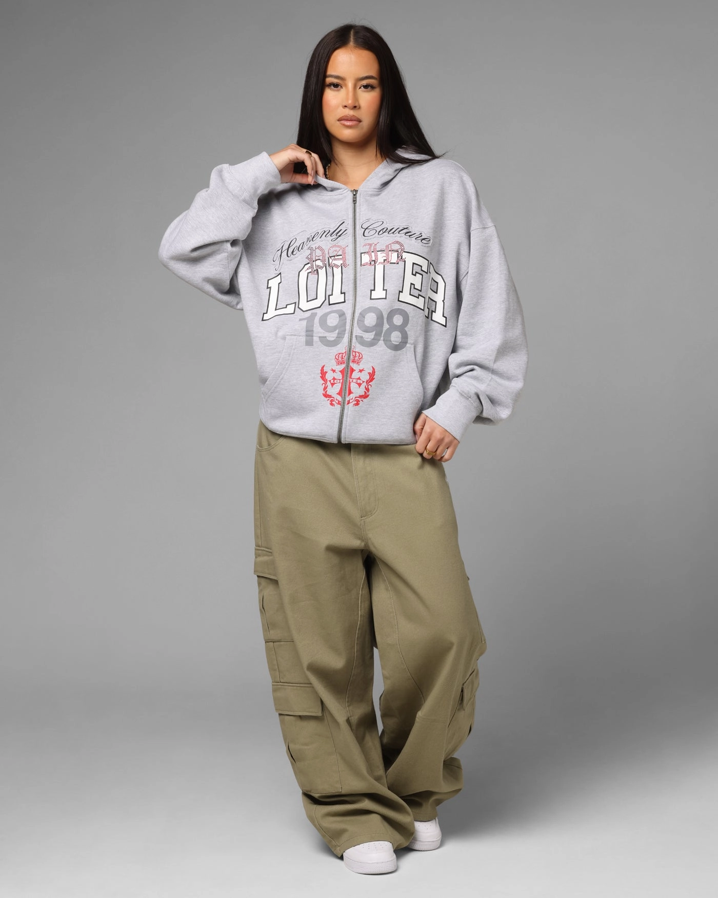 Temperature Adaptive Fabric Loiter Drop Out Zip Hoodie Grey