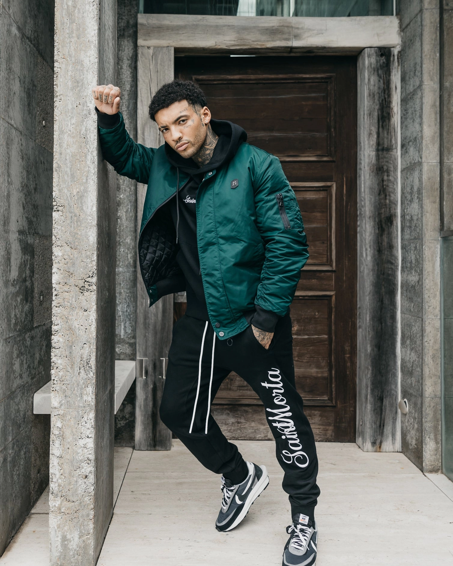 Saint Morta Annex Bomber Jacket Stadium Green Seamless Seams