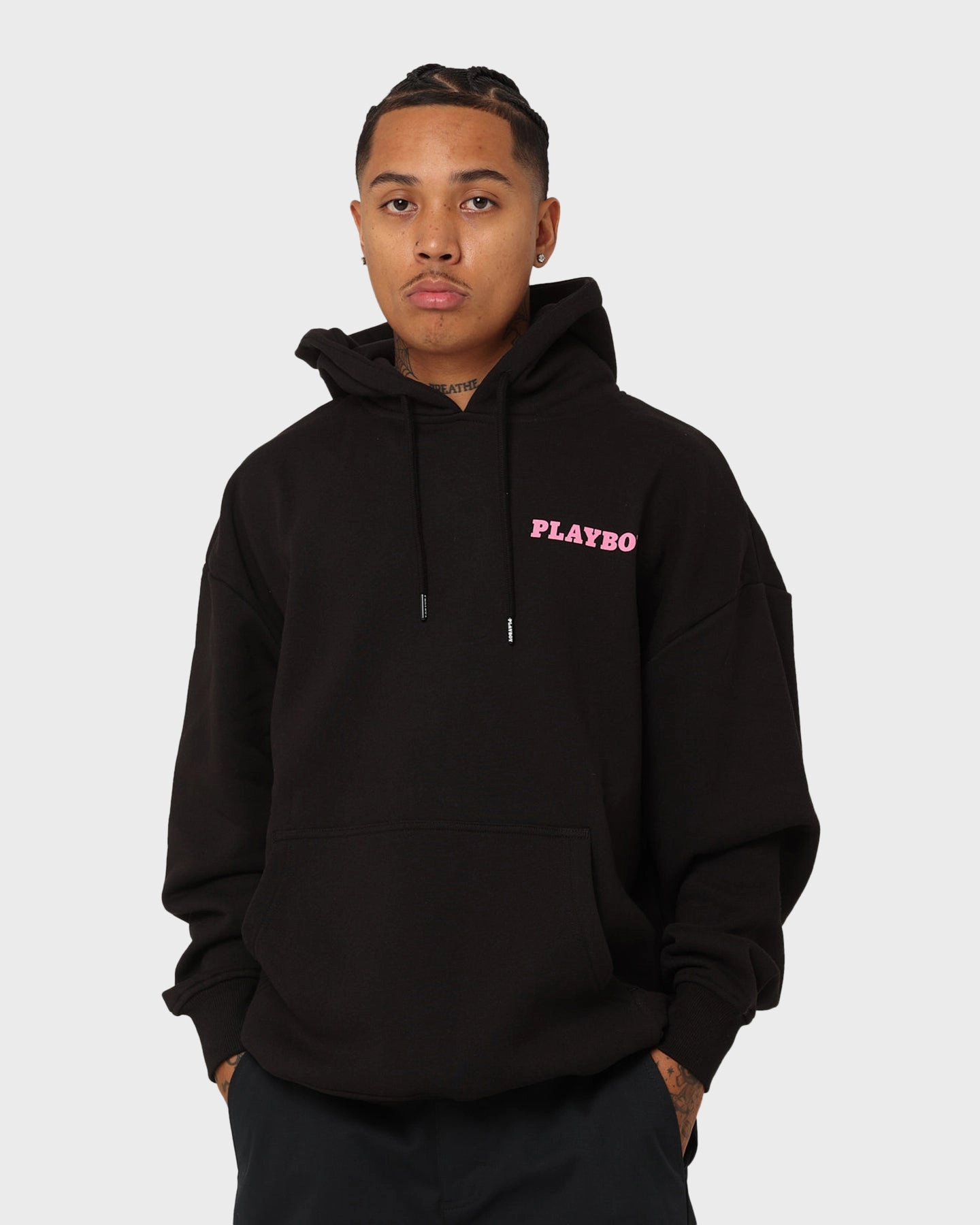 Reflective Detailing Long Wear Playboy November '13 Monotone Hoodie Black Magenta