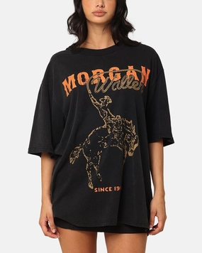 Morgan Wallen Cowboy T-Shirt Washed Black Stretch Knit No Shrink Fabric