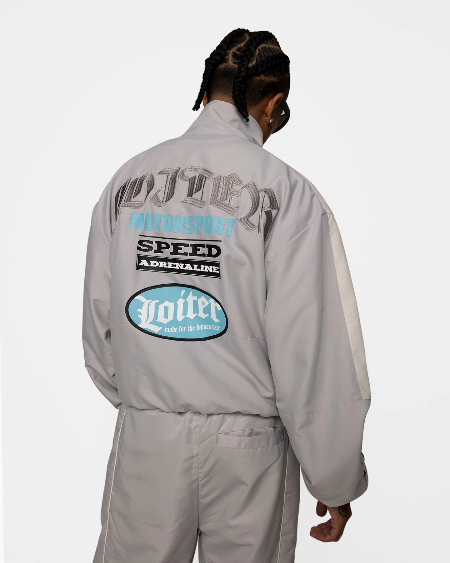 Loiter Speedway Windbreaker Jacket Grey Reinforced Shoulder Panels