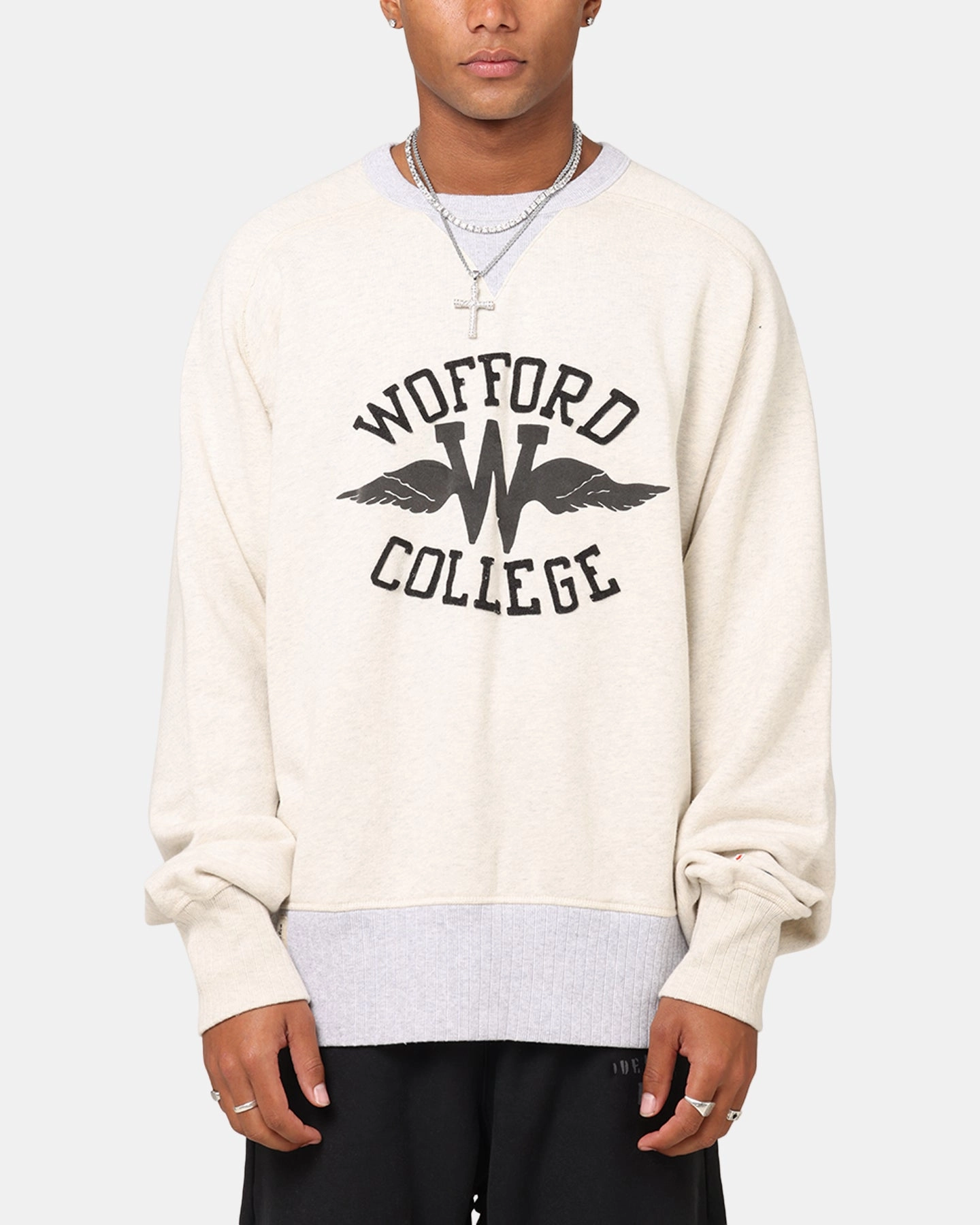 Chilly Weather Fashion Perfect Wear Champion 50's Saddle Crew Sweatshirt Oatmeal Heather