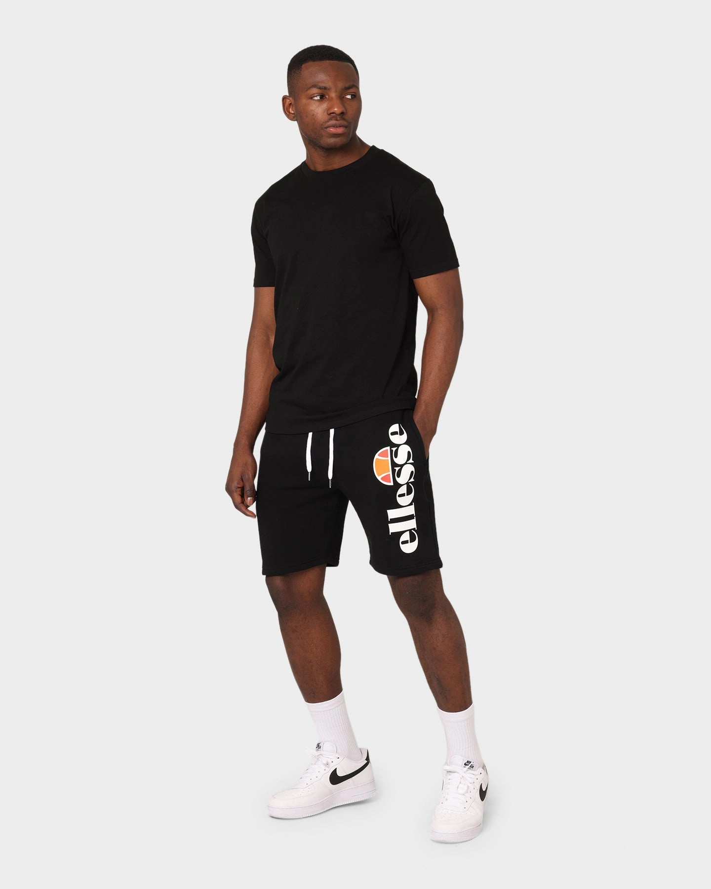 Ellesse Bossini Shorts Black Wear Resistant Fabric ReflectiveAccents
