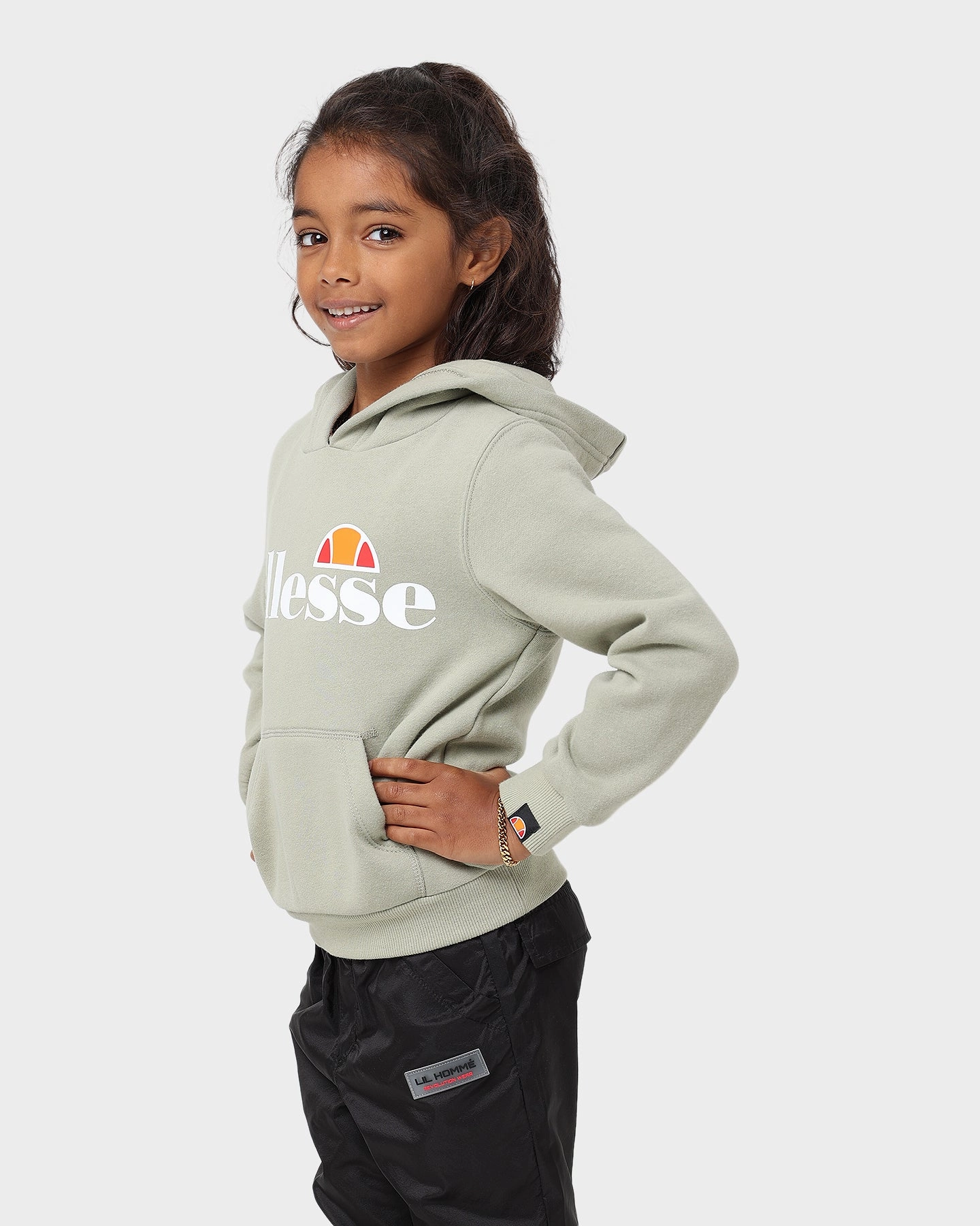 Ellesse Kids' Jero OH Hoodie Green RipstopFabric