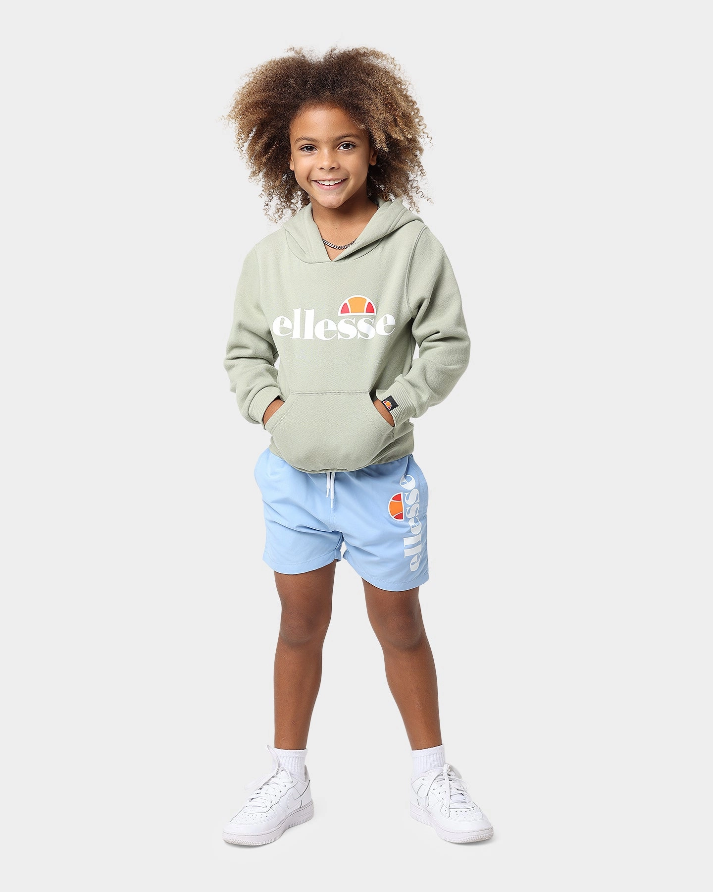 Hexagonal Quilted Pattern MoistureWicking Ellesse Kids' Jero OH Hoodie Green