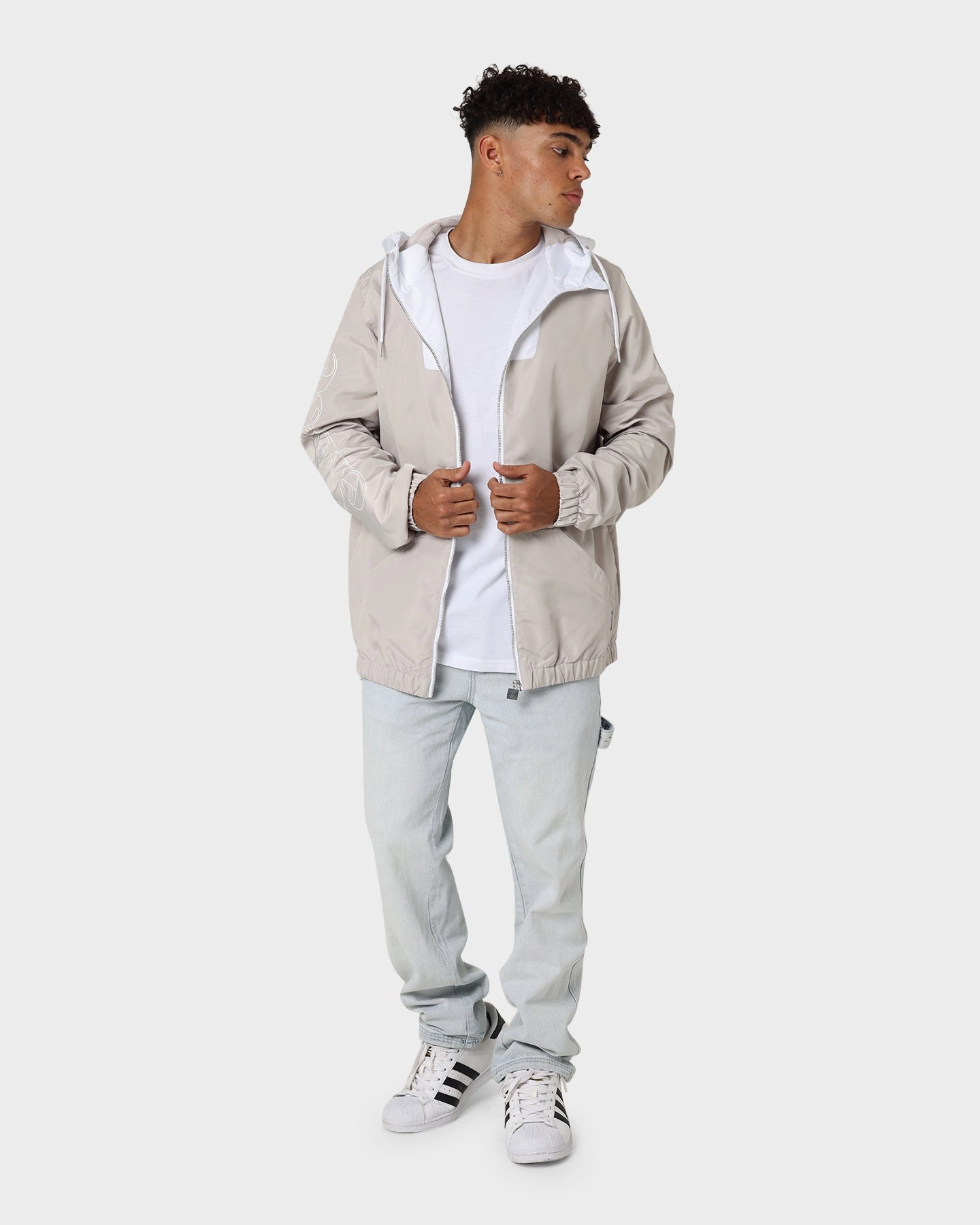 Ellesse Marine Jacket Light Grey Secure Zip Pockets Adjustable Wear