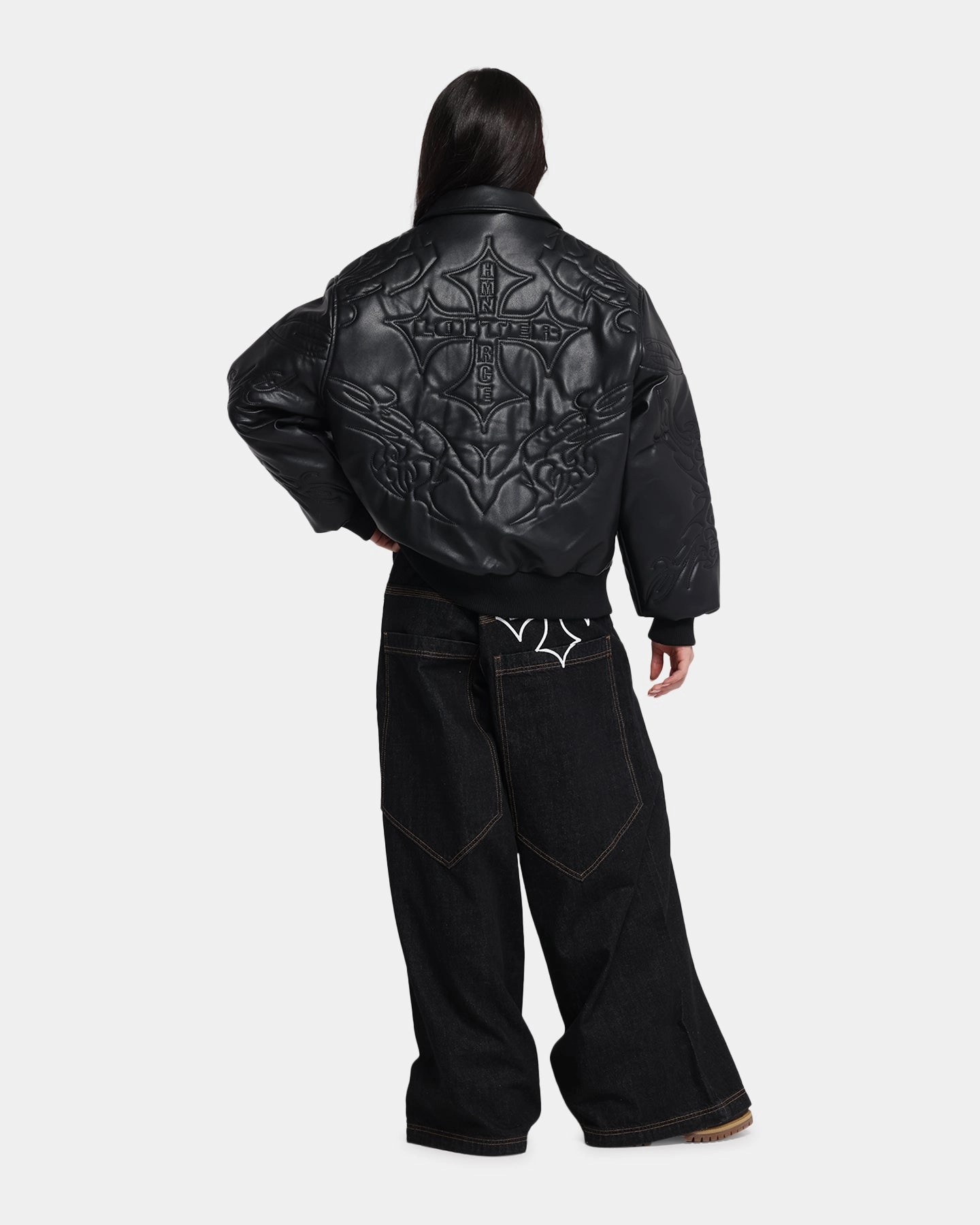 Lightweight Shield Tights Loiter Fury Vegan Leather Jacket Washed Black