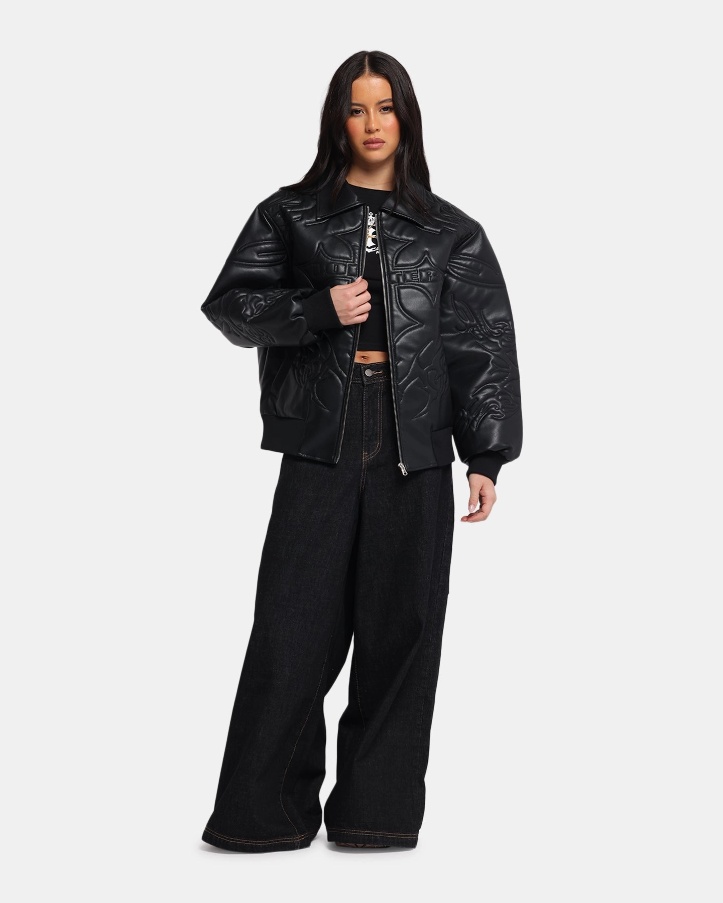 regular Contest Loiter Fury Vegan Leather Jacket Washed Black