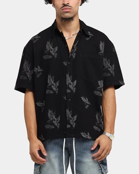 Saint Morta Doves Boxy Denim Button Up Shirt Black All-day Comfort Trendsetting