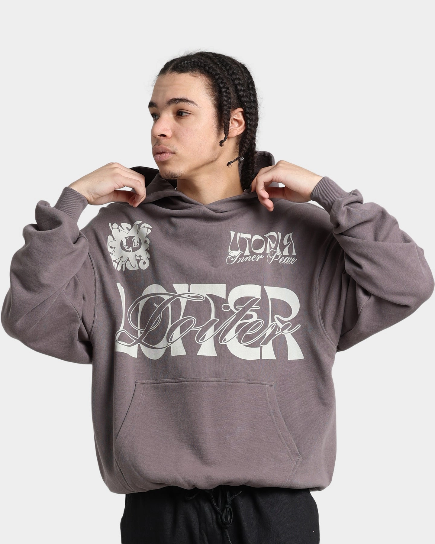 Loiter Inner Peace Hoodie Charcoal Indoor Use StretchMaterial