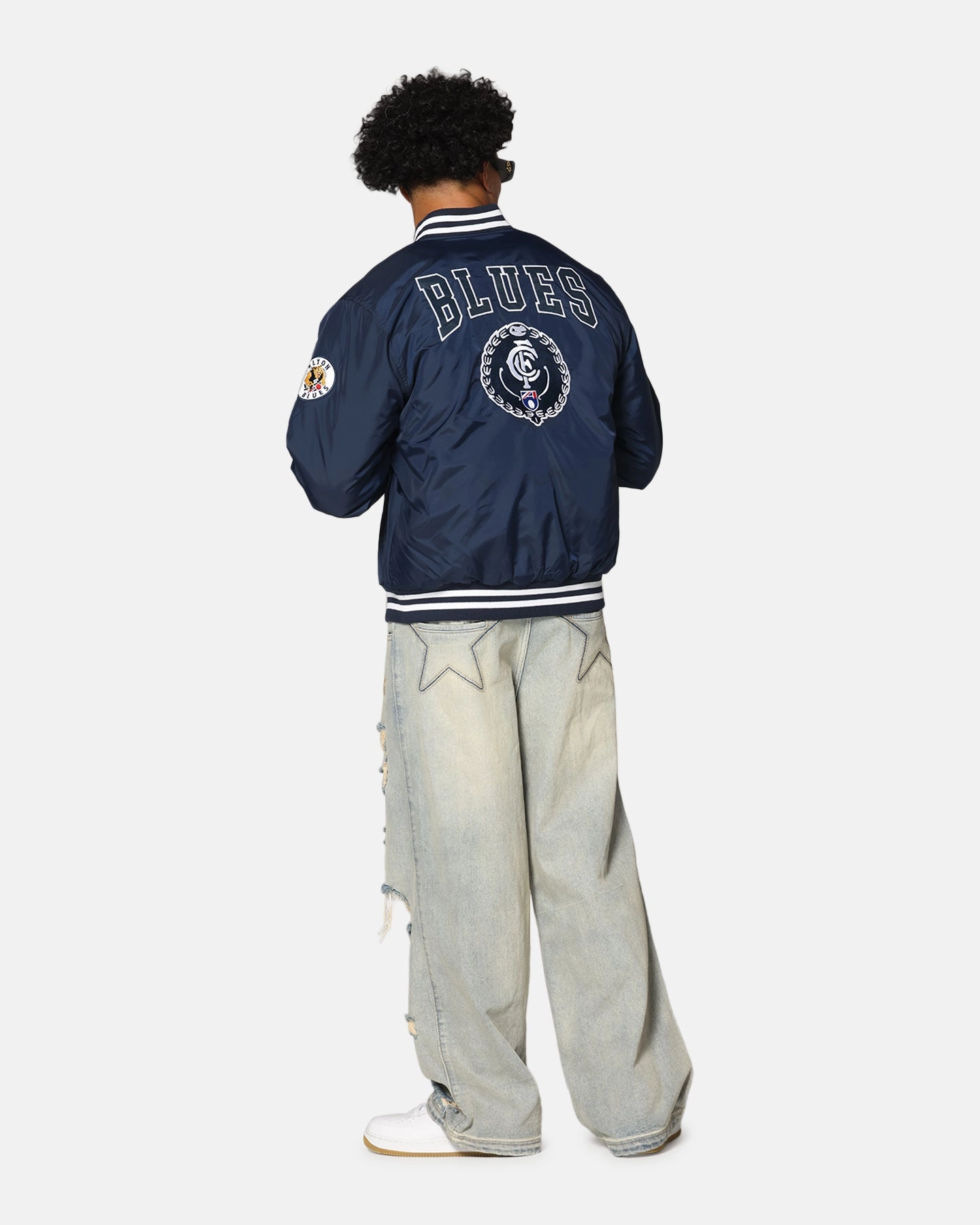 suitable for funerals Mitchell & Ness Carlton Blues Team Bomber Jacket Navy