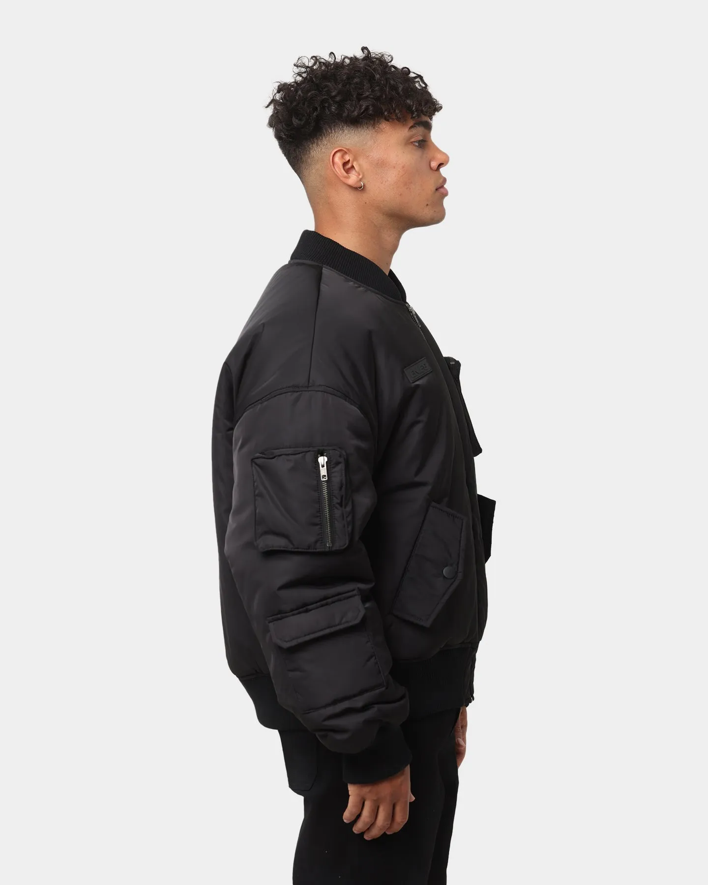 EN ES Flight Bomber Jacket Black Quick Dry Tech