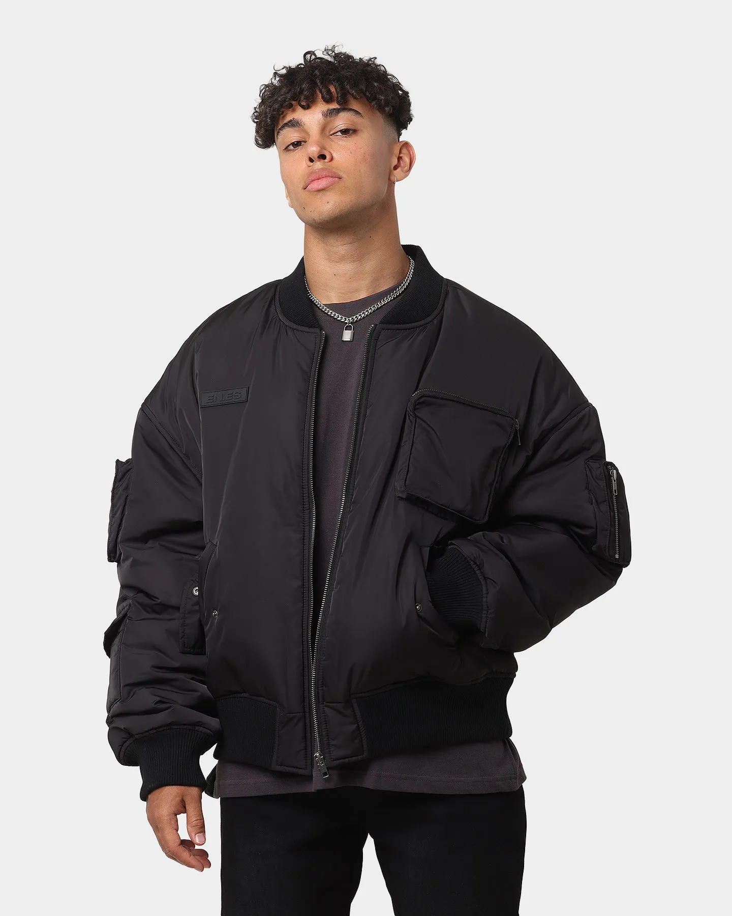 Overcome EN ES Flight Bomber Jacket Black