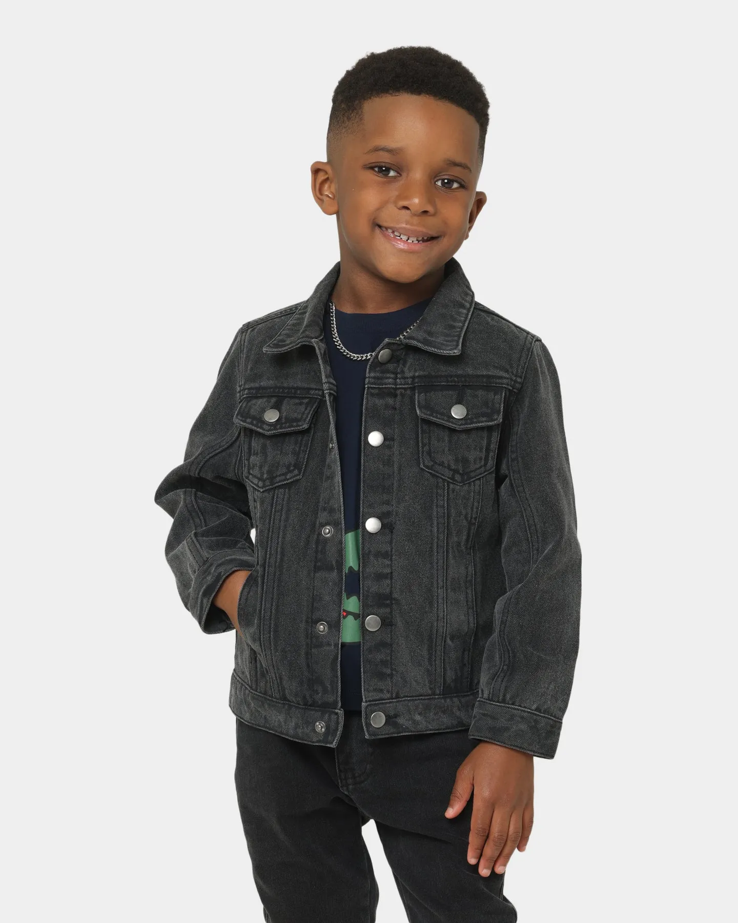 EN ES Kids' Realist Denim Jacket Black Wash Party outfit Influence