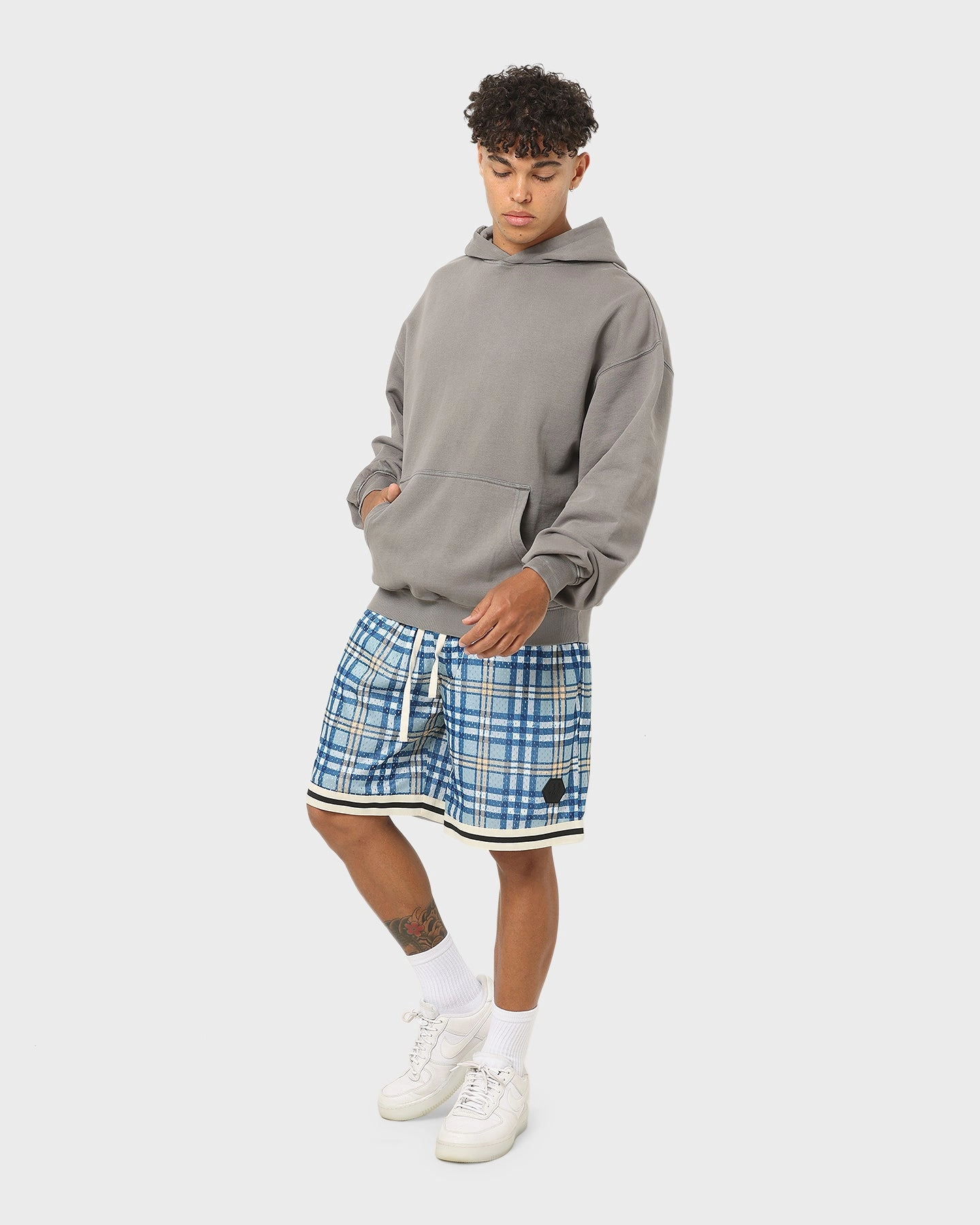 Sporty Casual Casual Shorts EN ES Team Basketball Shorts Blue Plaid