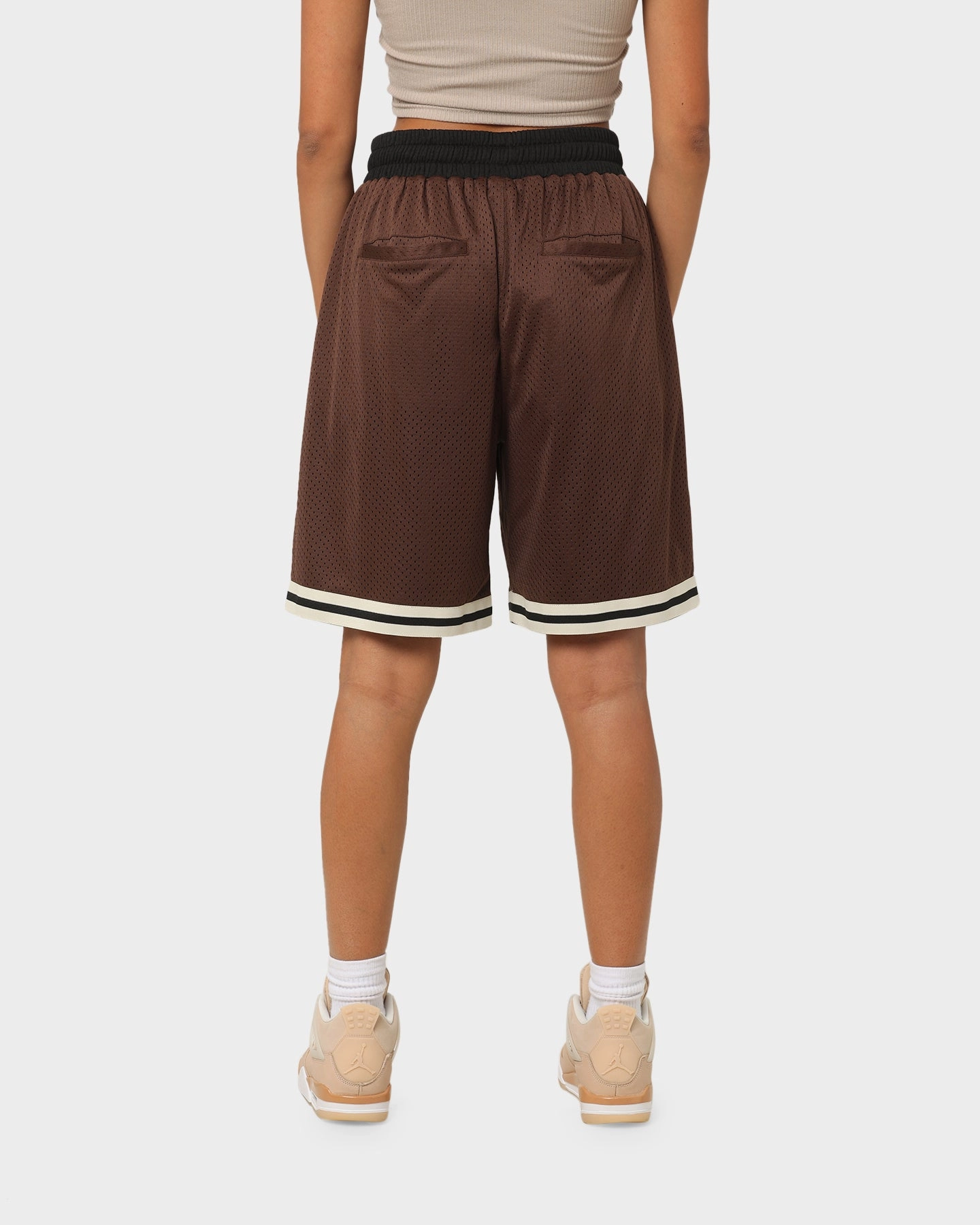 muted colors Bold Patterns EN ES Team Basketball Shorts Brown