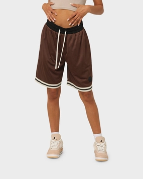 EN ES Team Basketball Shorts Brown Neutral Tones Mid Rise