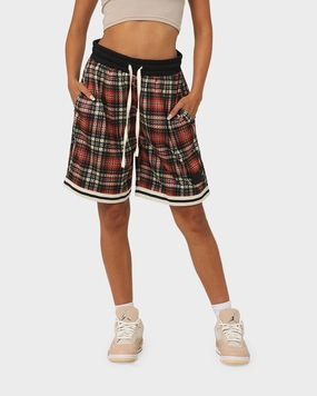 EN ES Team Basketball Shorts Red Plaid rooftop party look