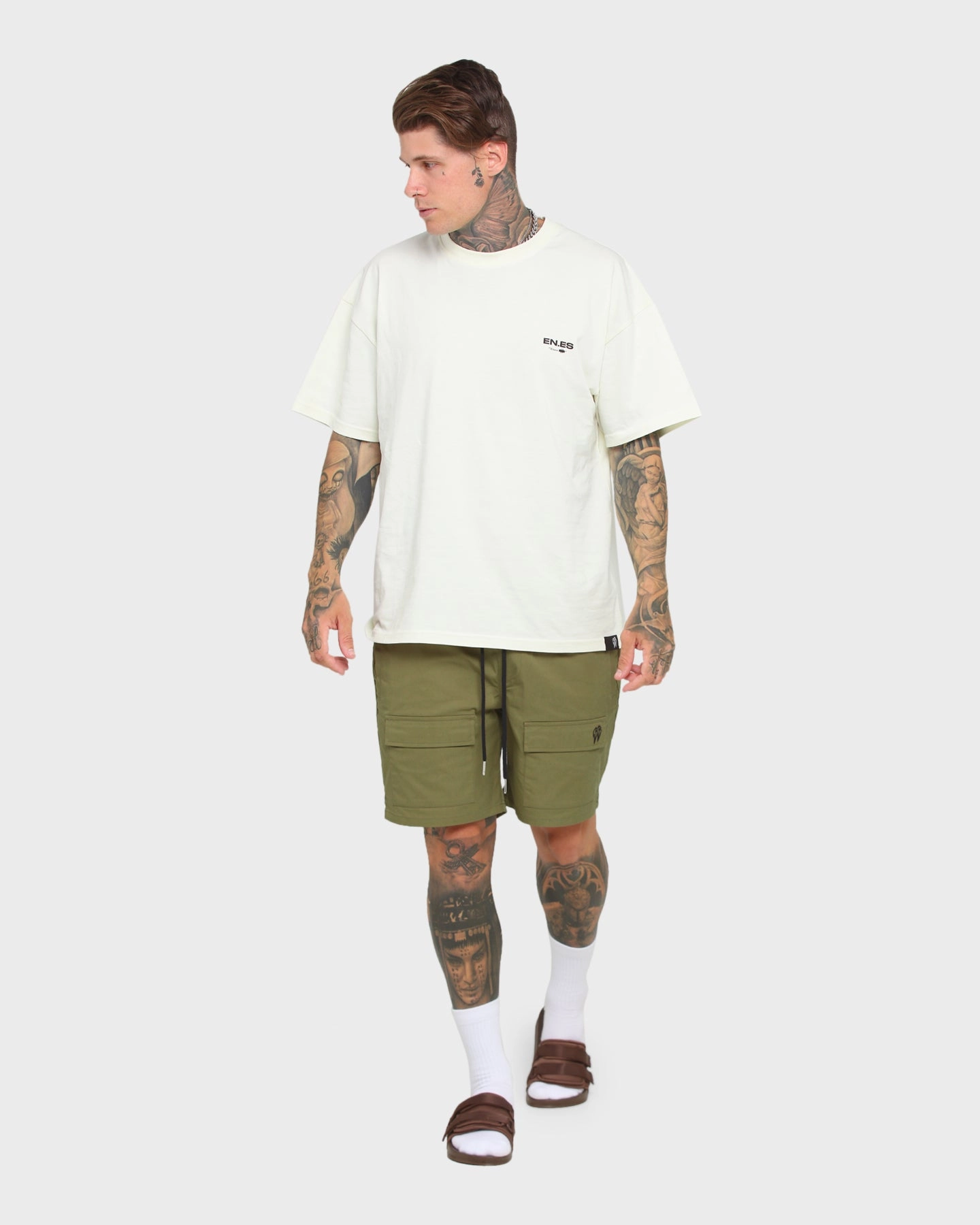 Breathable mesh Light Stretch EN ES Utility Beach Shorts Khaki Green