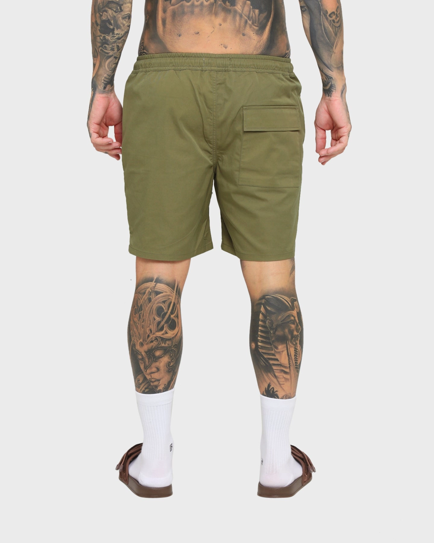 Moisture wicking Heels EN ES Utility Beach Shorts Khaki Green