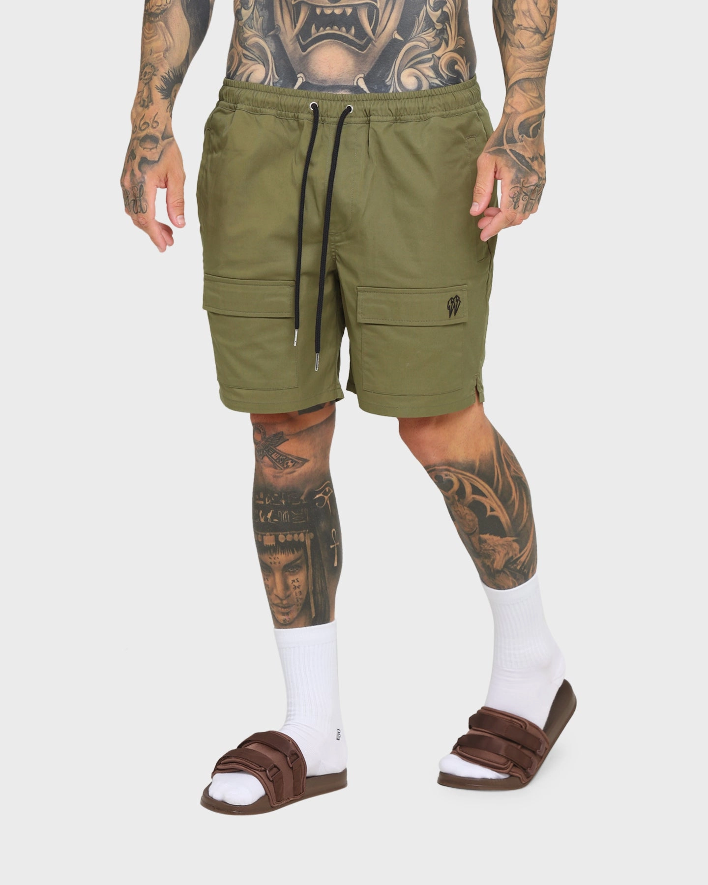 EN ES Utility Beach Shorts Khaki Green Gloves