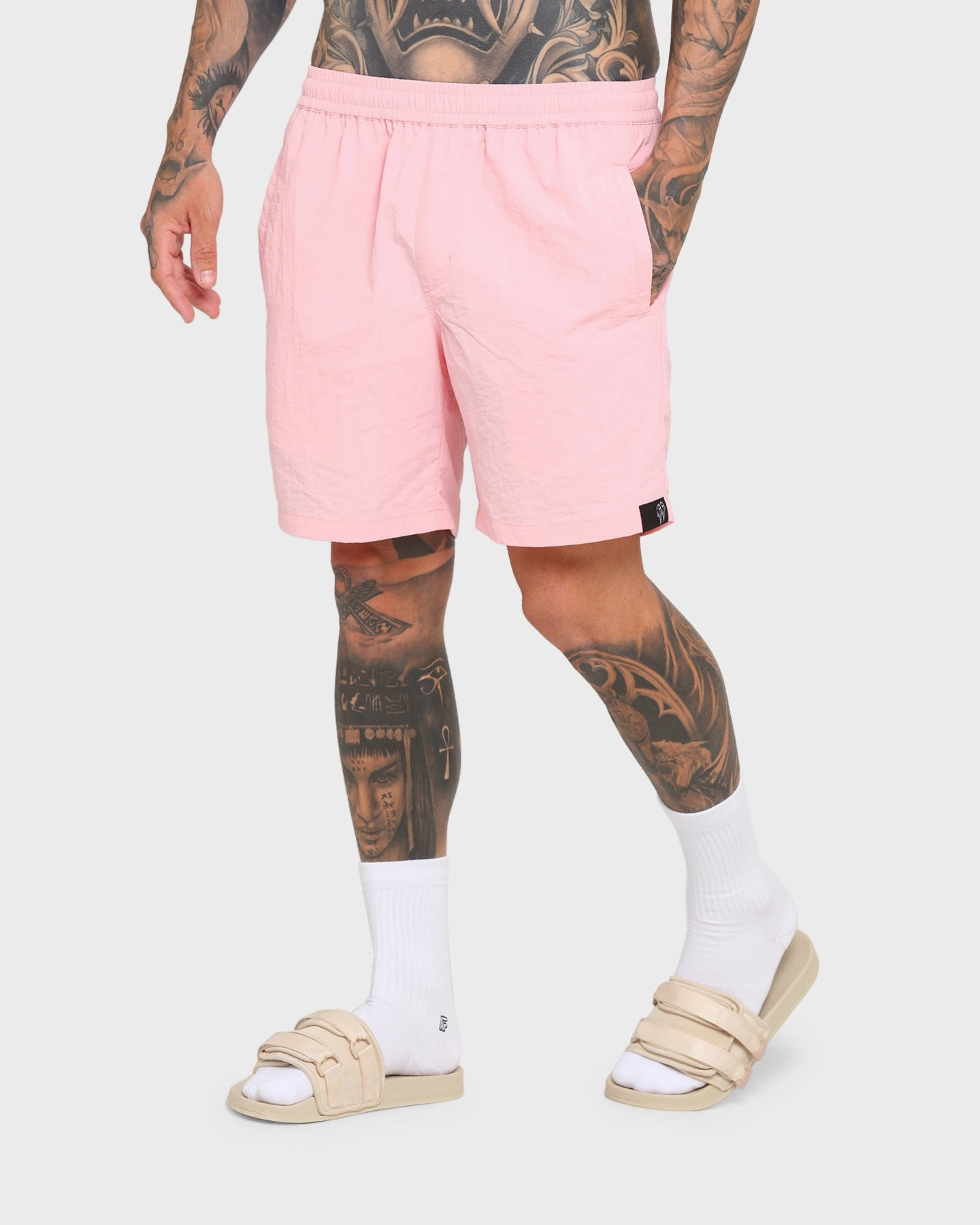 EN ES Walkman Beach Shorts Pink Moisture Wicking Fabric