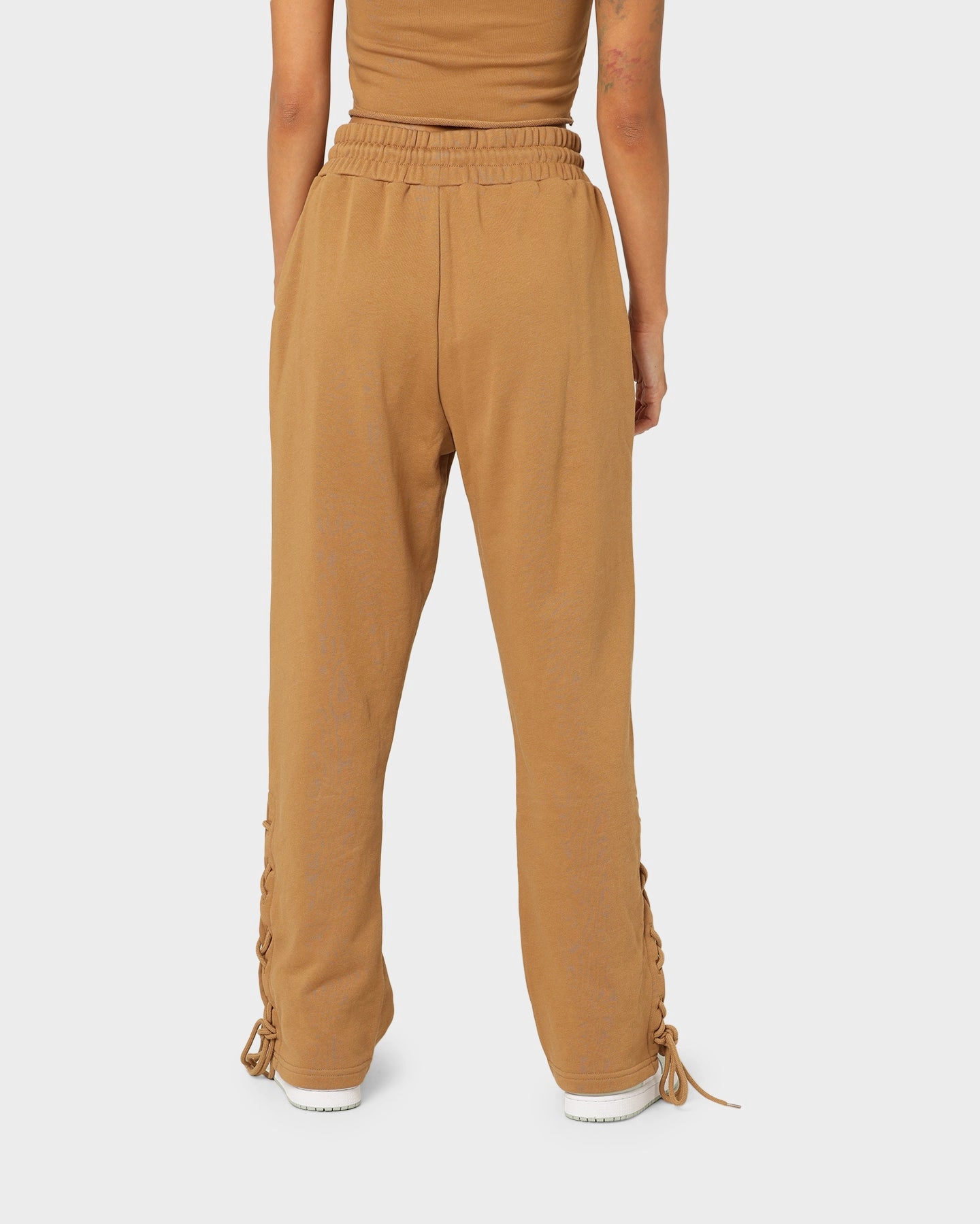 Anti Slip Waistband EN ES Women's Mason Lace Up Track Pants Tan