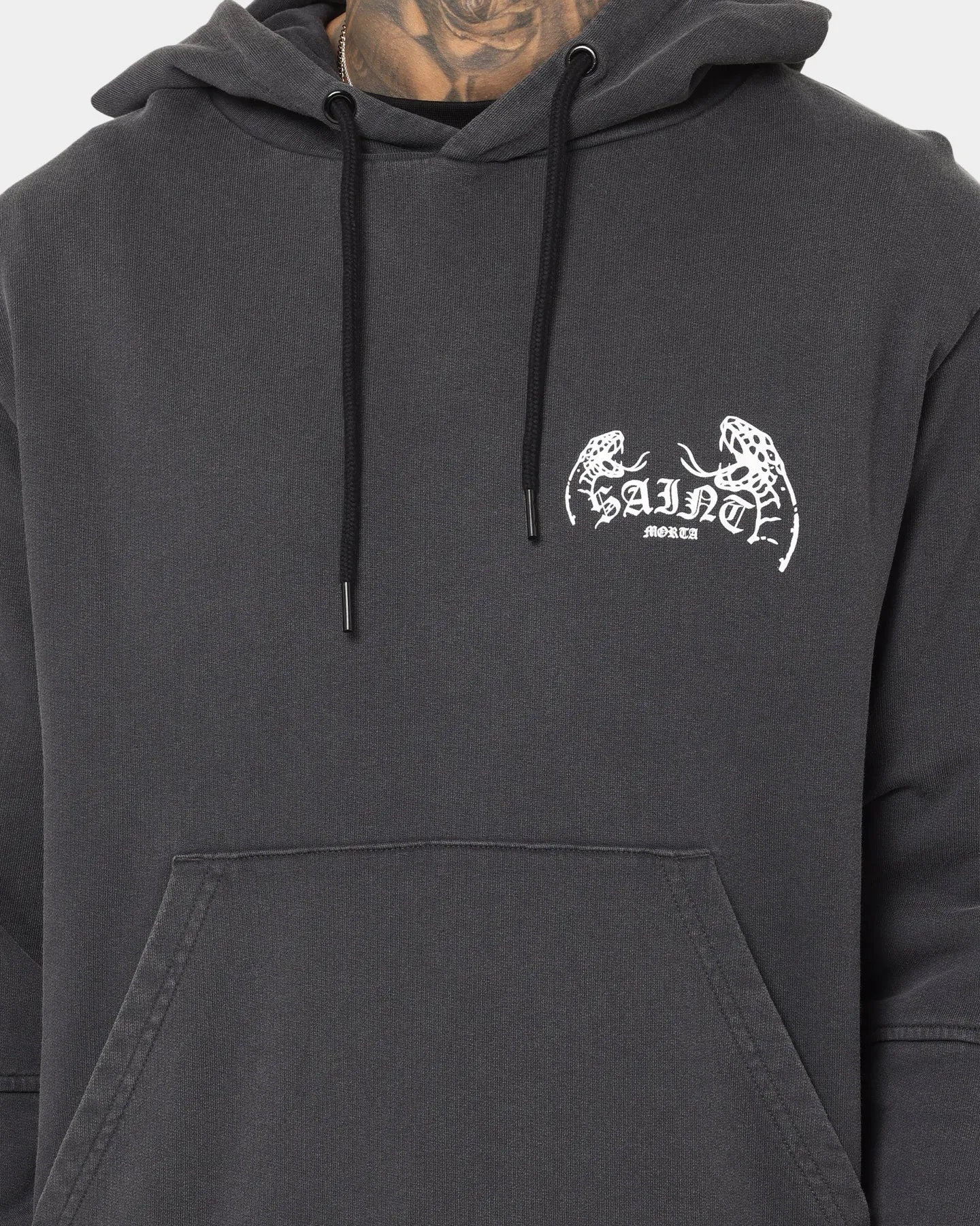 Light Reflective Logos Saint Morta Venomous New Age Vintage Hoodie Vintage Black