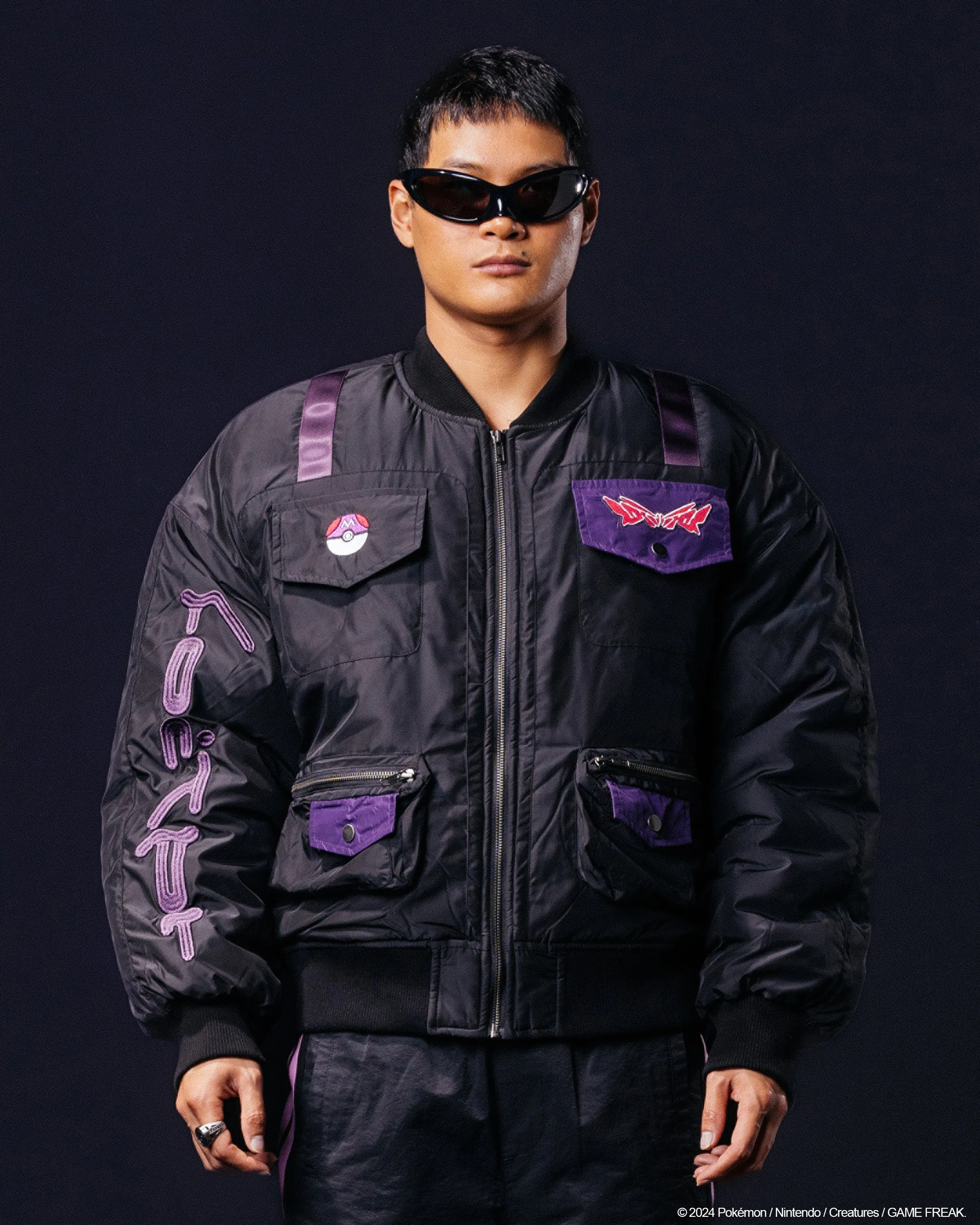 Multi Directional Stretch Wardrobe Pok??mon By Loiter Master Ball Bomber Jacket Black