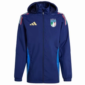 Quick Dry Technology Italy soccer training rain jacket 2024/25 navy blue - Adidas