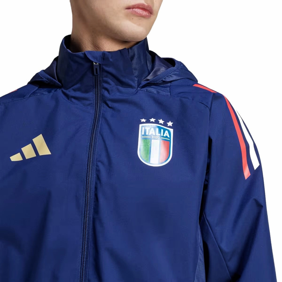 Lightweight Gear Adjustable Tension Systems Italy soccer training rain jacket 2024/25 navy blue - Adidas