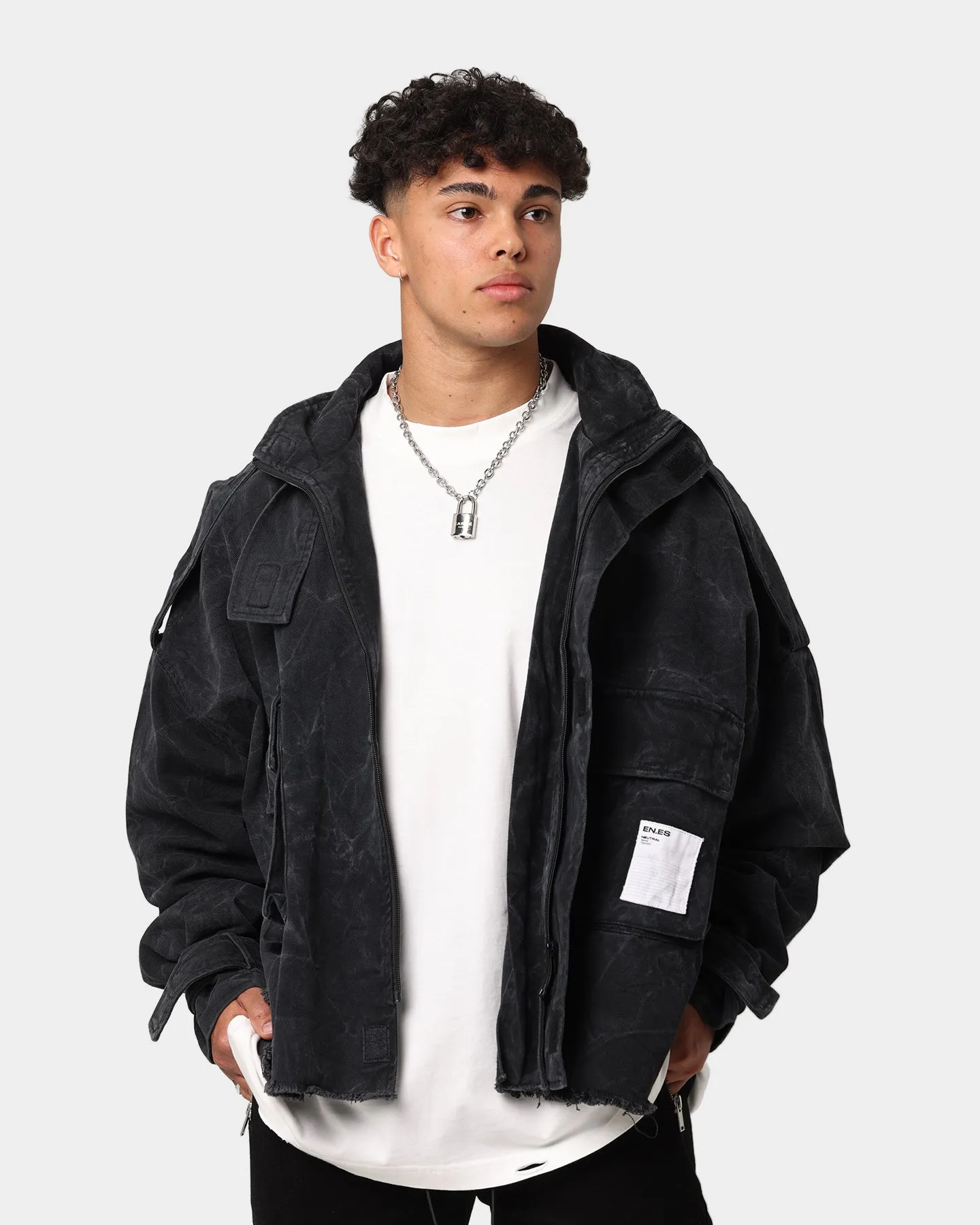 EN ES Division Cargo Jacket Black Adjustable Wear