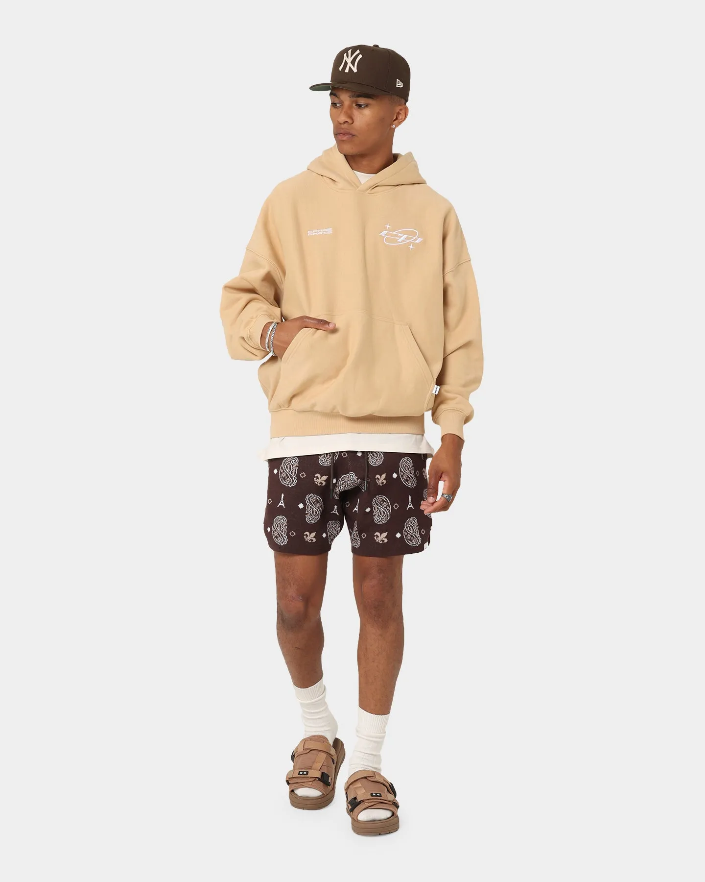 family gathering Carr?? Star Sign Oversized Hoodie Dark Tan