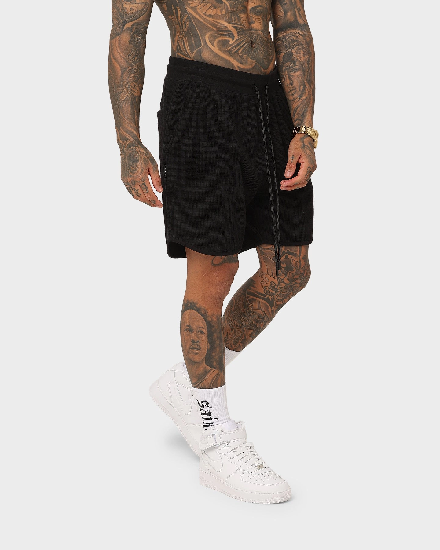 Saint Morta Waffle Shorts Black garden party wear